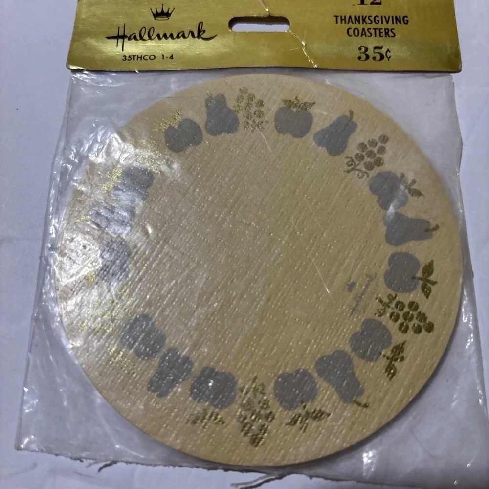 Vintage Hallmark Paper Coasters Sealed Thanksgiving Party Supplies 12pk NOS